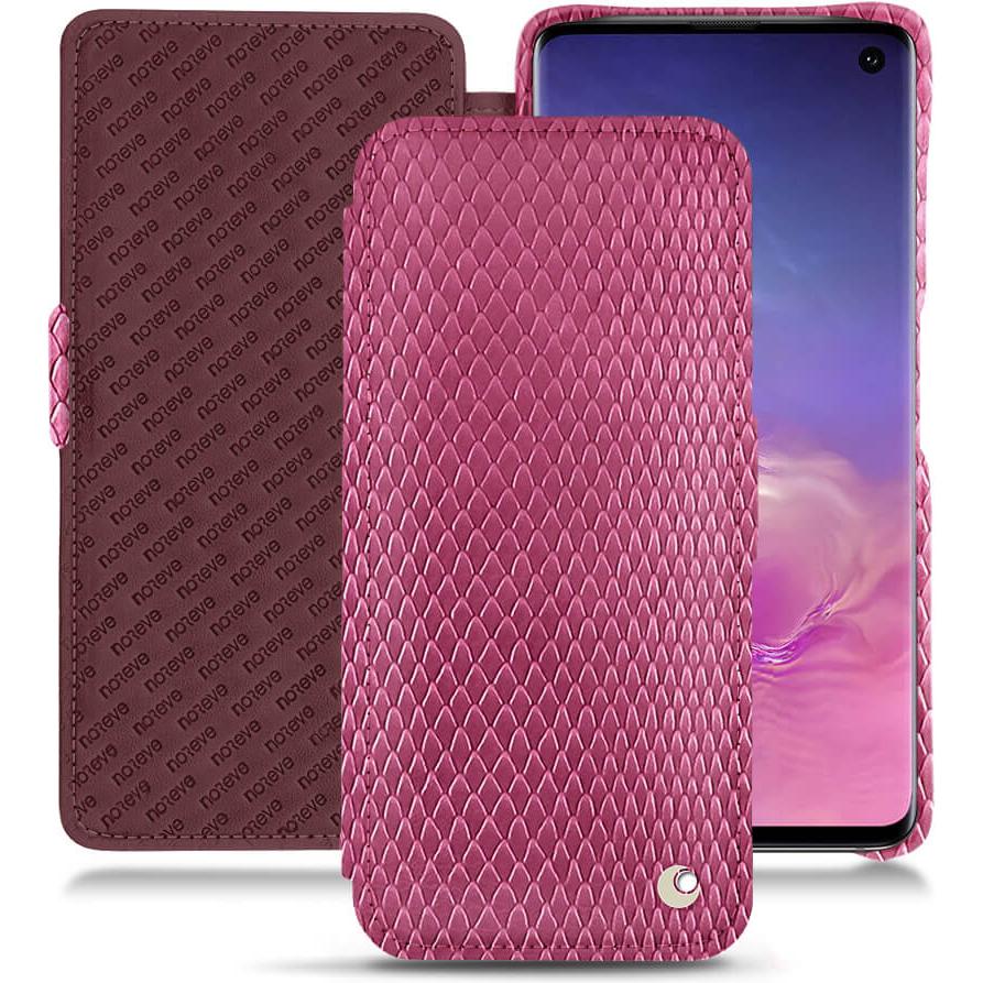 Noreve Lederschutzhülle horizontal (Samsung Galaxy S10), Smartphone Hülle, Rosa