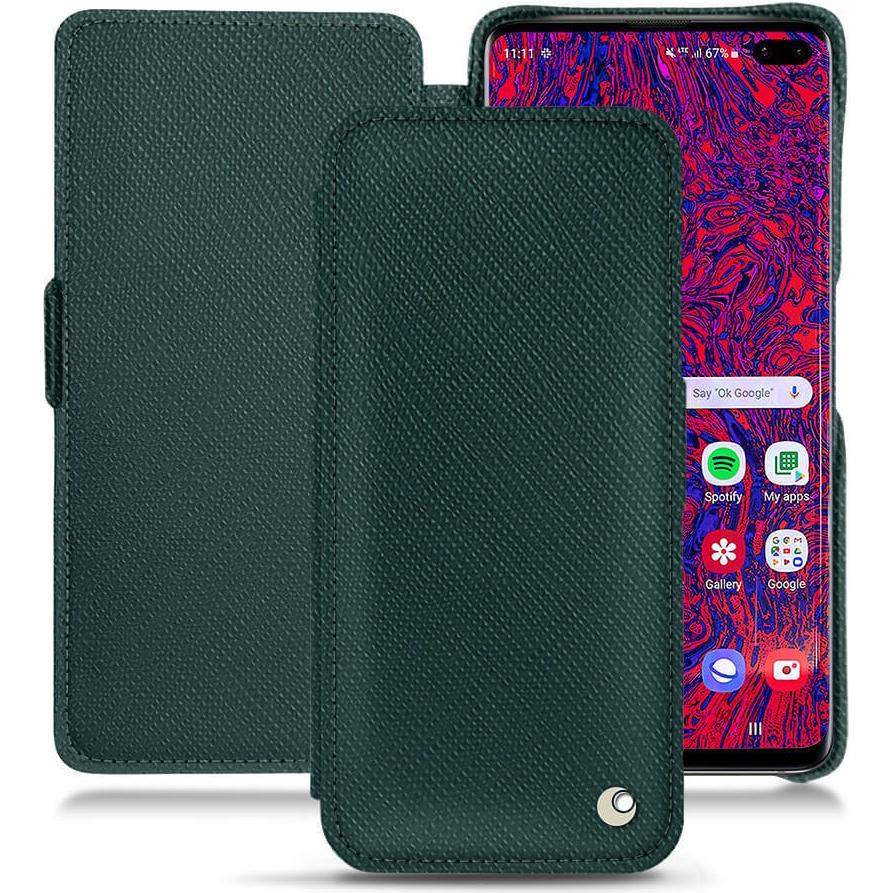 Noreve Lederschutzhülle horizontal (Samsung Galaxy S10+), Smartphone Hülle, Grün
