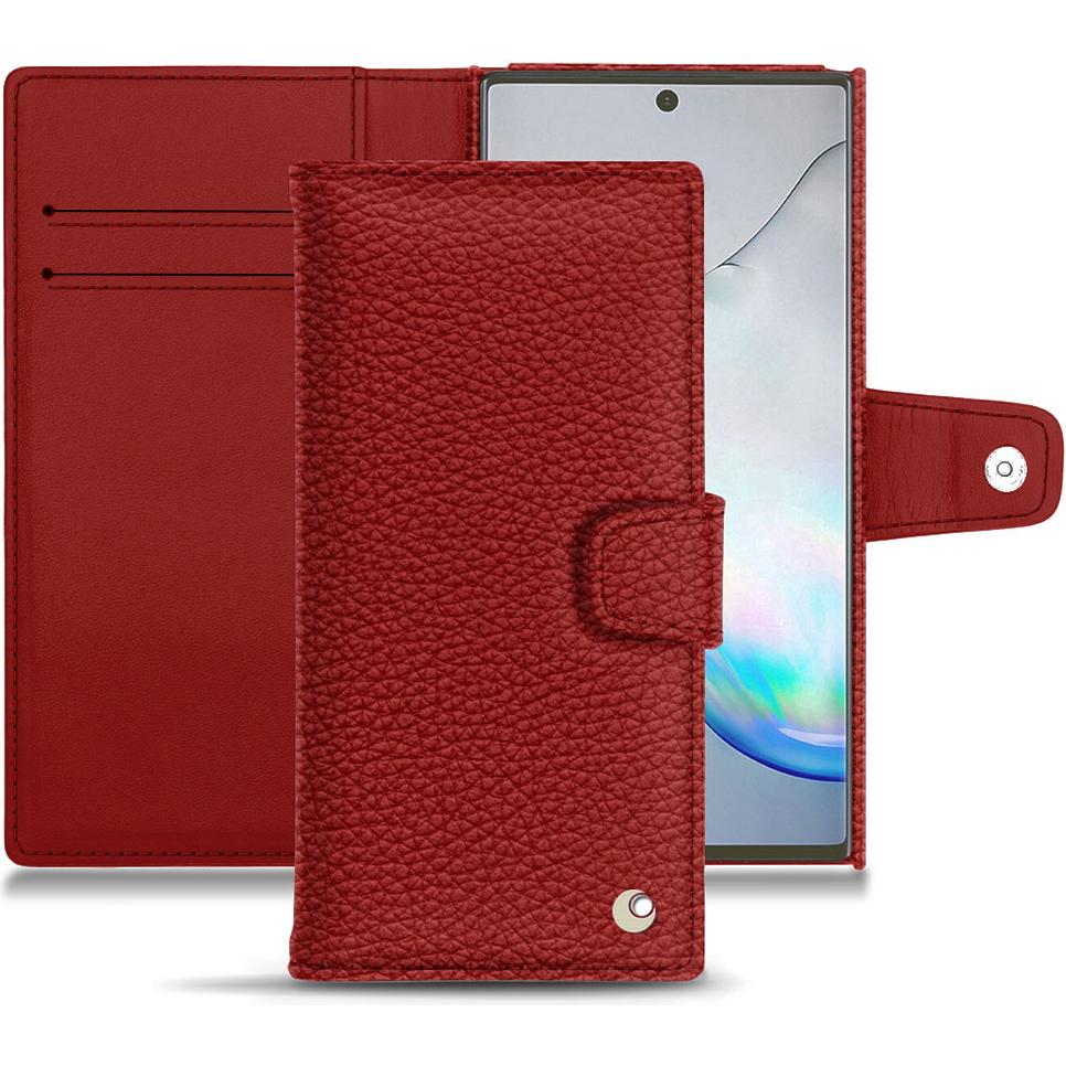 Noreve Lederschutzhülle Wallet (Samsung Galaxy Note 10+), Smartphone Hülle, Rot