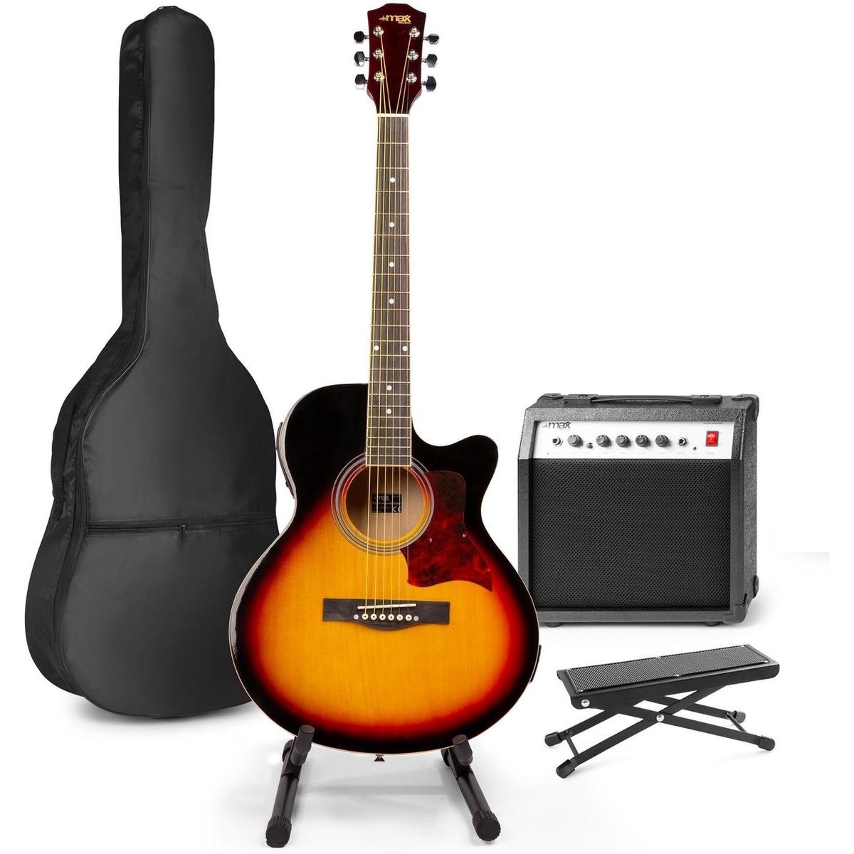Max Electric Acoustic Gitarre - Showkit -Gitarren -Set mit 40W -Gitarrenverstärker, Gitarrenstandard (Ahorn, Lindehout) (44365978)