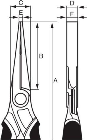 Actual product image Bahco ERGO flat nose pliers with opening spring, two-component handles, long jaws, phosphatised(160 mm) (160 mm)