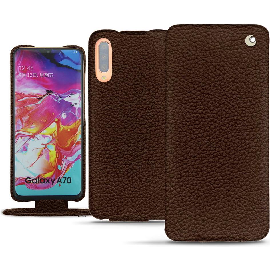 Noreve Lederschutzhülle vertikal (Samsung Galaxy A70), Smartphone Hülle, Braun