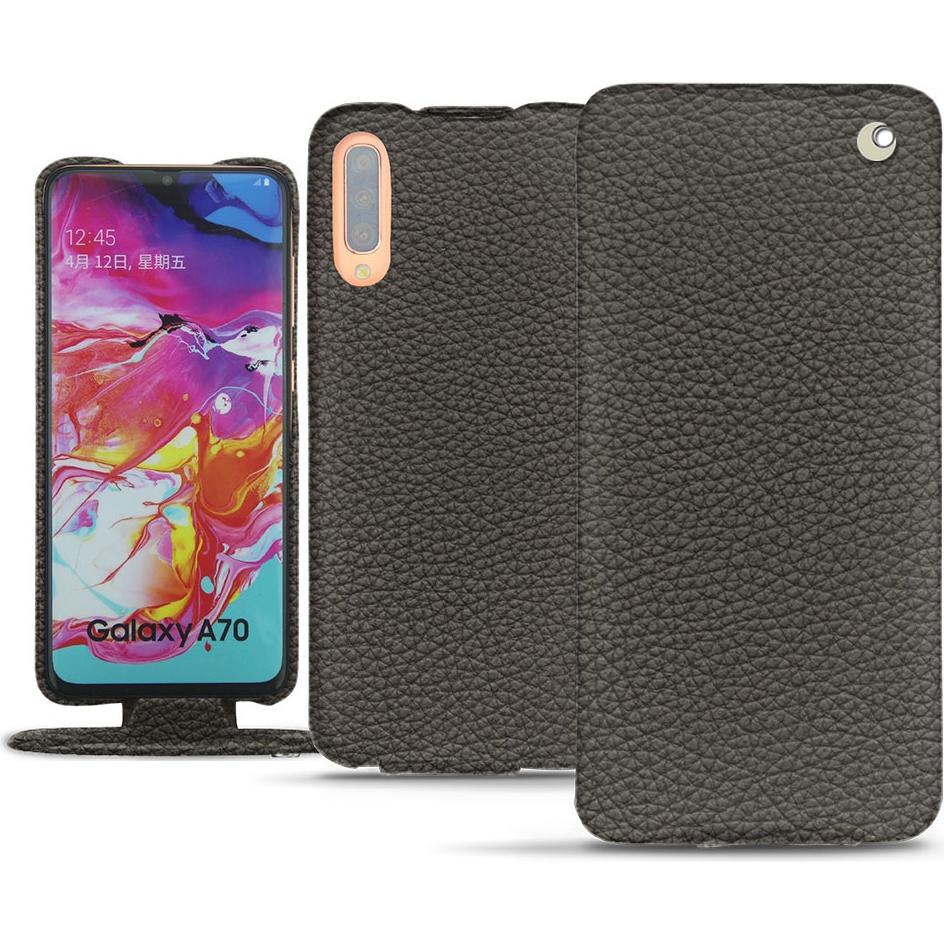 Noreve Lederschutzhülle vertikal (Samsung Galaxy A70), Smartphone Hülle, Grau