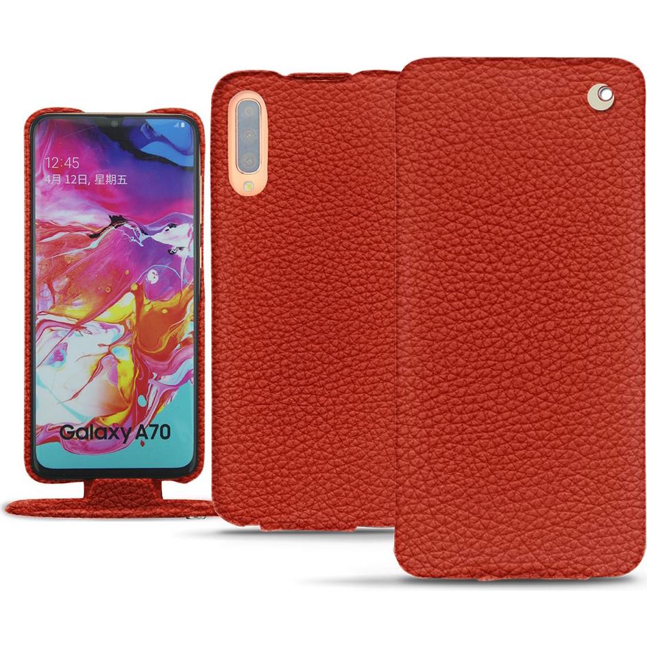 Noreve Lederschutzhülle vertikal (Samsung Galaxy A70), Smartphone Hülle, Orange