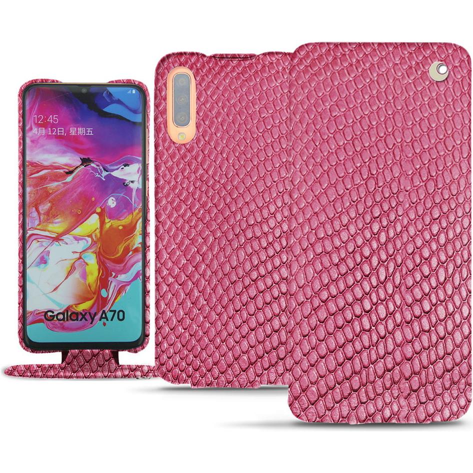 Noreve Lederschutzhülle vertikal (Samsung Galaxy A70), Smartphone Hülle, Rosa