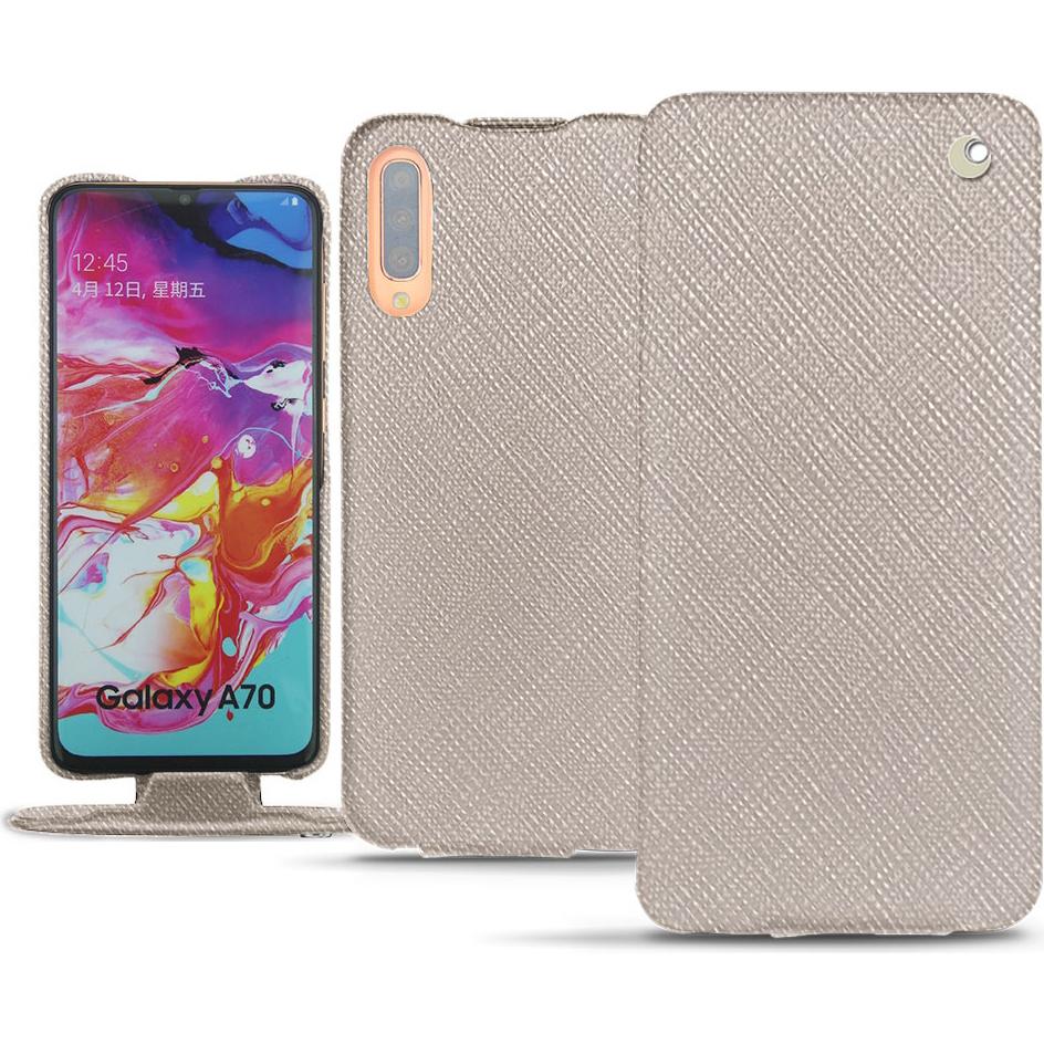 Noreve Lederschutzhülle vertikal (Samsung Galaxy A70), Smartphone Hülle, Beige