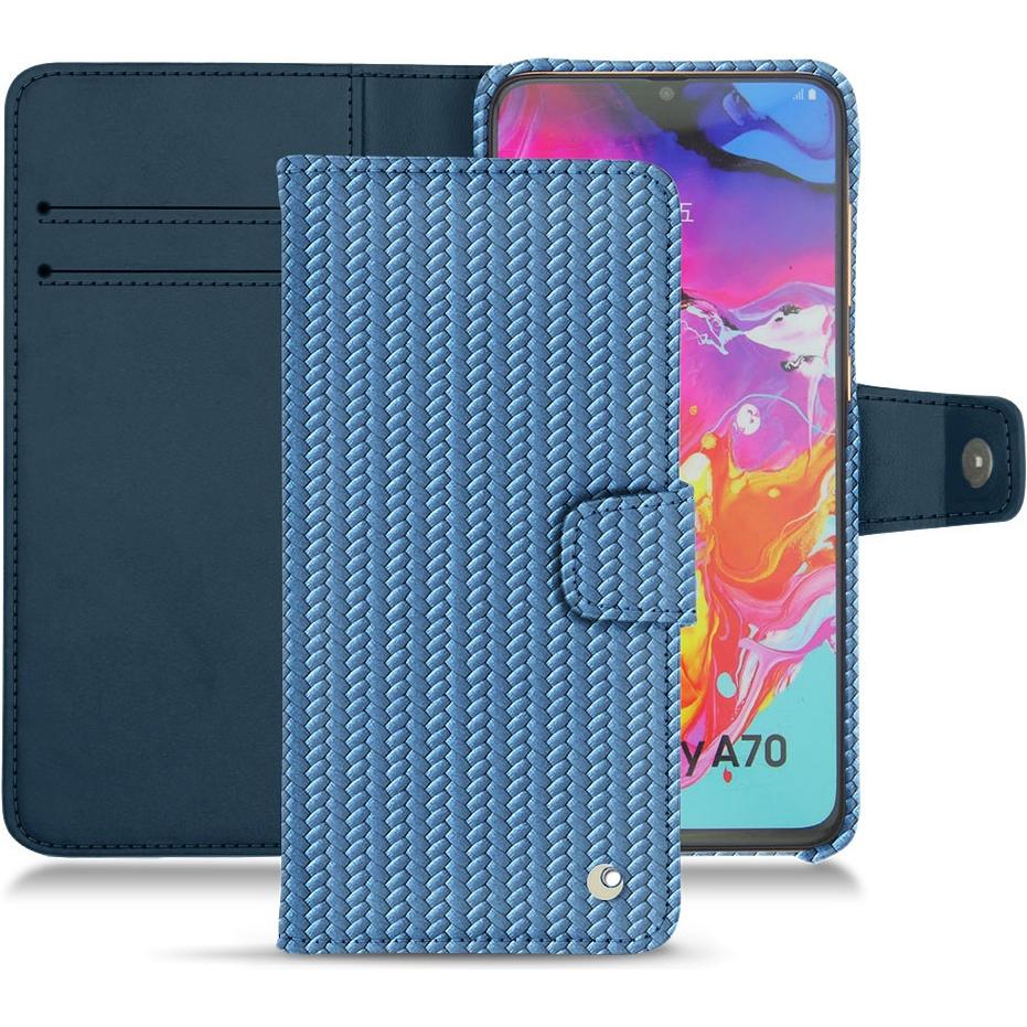 Noreve Lederschutzhülle Wallet (Samsung Galaxy A70), Smartphone Hülle, Blau