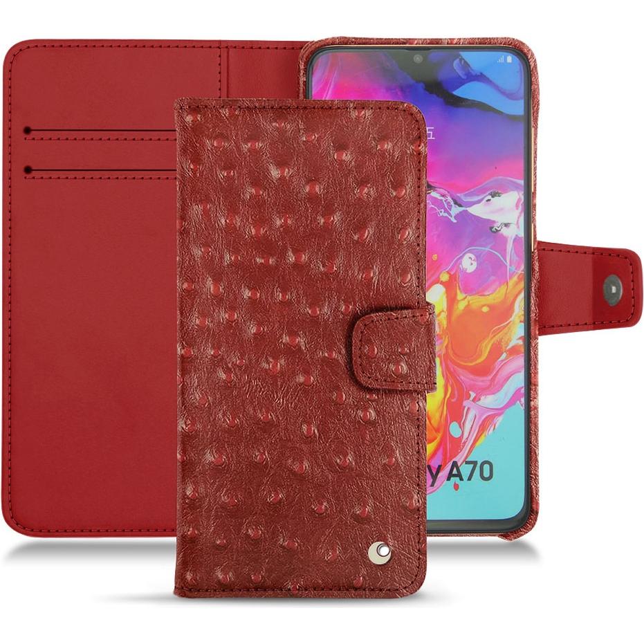 Noreve Lederschutzhülle Wallet (Samsung Galaxy A70), Smartphone Hülle, Rot