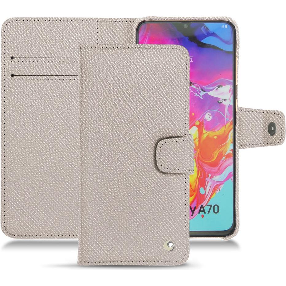 Noreve Lederschutzhülle Wallet (Samsung Galaxy A70), Smartphone Hülle, Beige