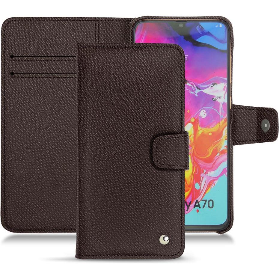 Noreve Lederschutzhülle Wallet (Samsung Galaxy A70), Smartphone Hülle, Braun