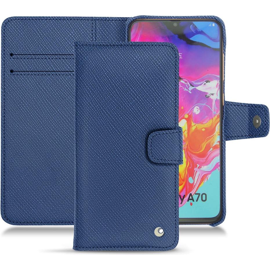 Noreve Lederschutzhülle Wallet (Samsung Galaxy A70), Smartphone Hülle, Blau