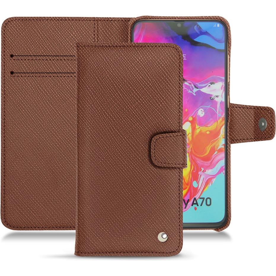 Noreve Lederschutzhülle Wallet (Samsung Galaxy A70), Smartphone Hülle, Braun
