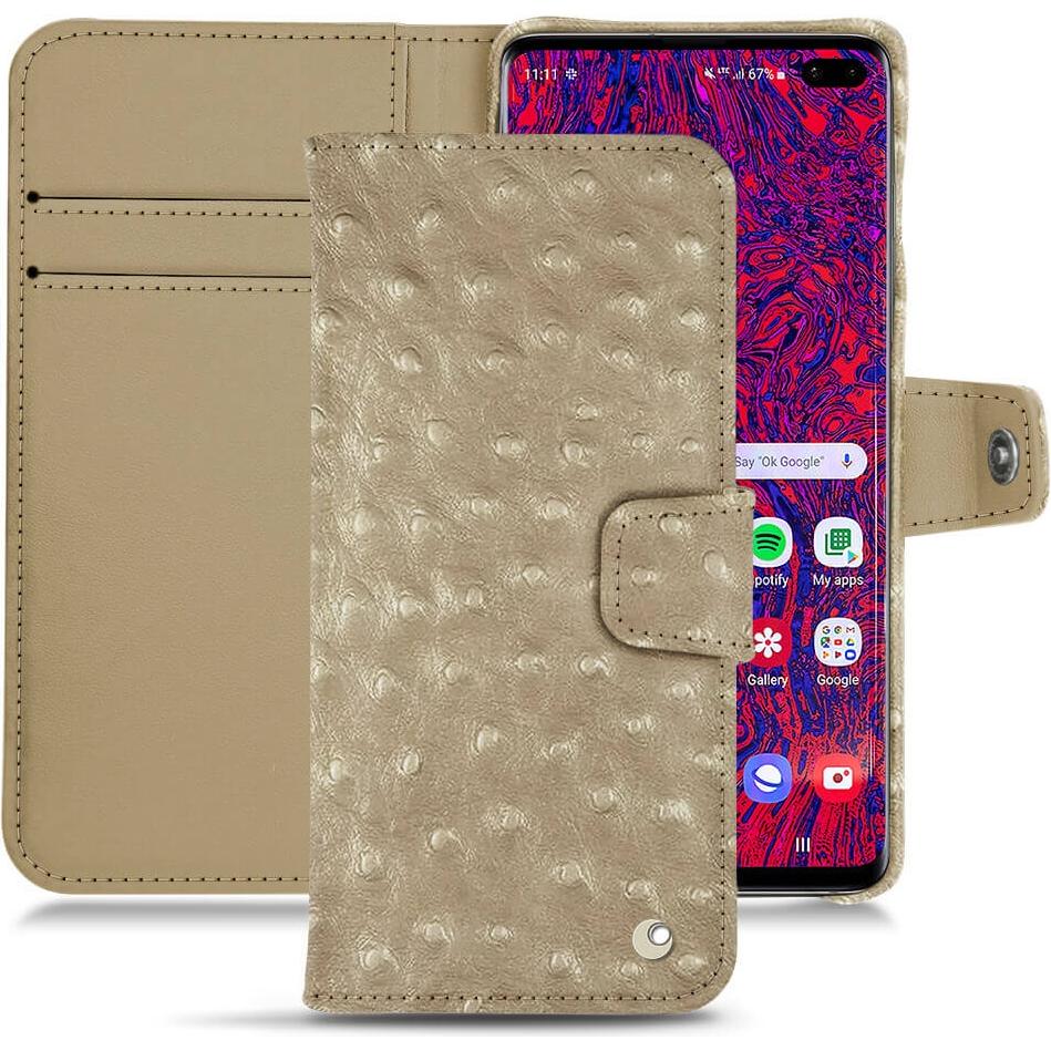 Noreve Lederschutzhülle Wallet (Samsung Galaxy S10 5G), Smartphone Hülle, Beige