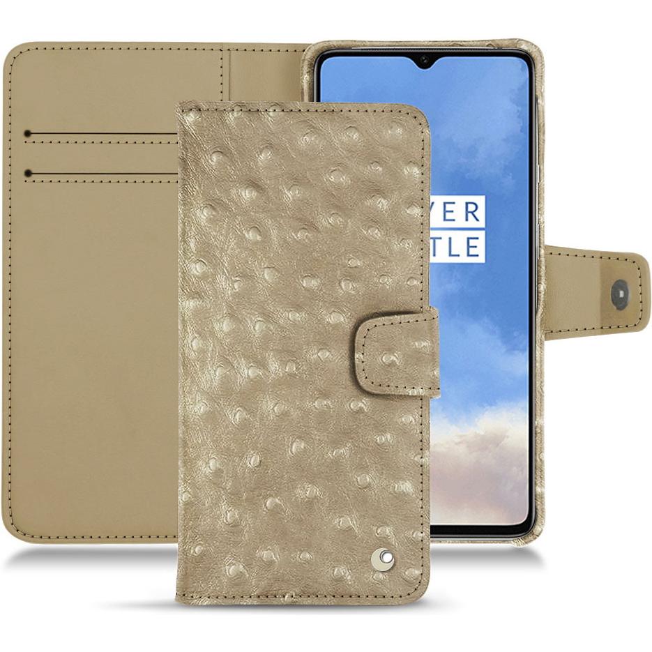 Noreve Lederschutzhülle Wallet (OnePlus 7T), Smartphone Hülle, Beige