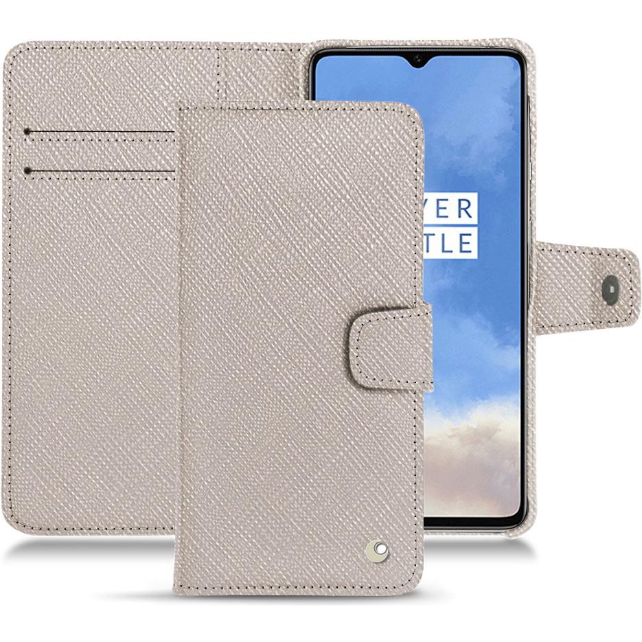 Noreve Lederschutzhülle Wallet (OnePlus 7T), Smartphone Hülle, Beige