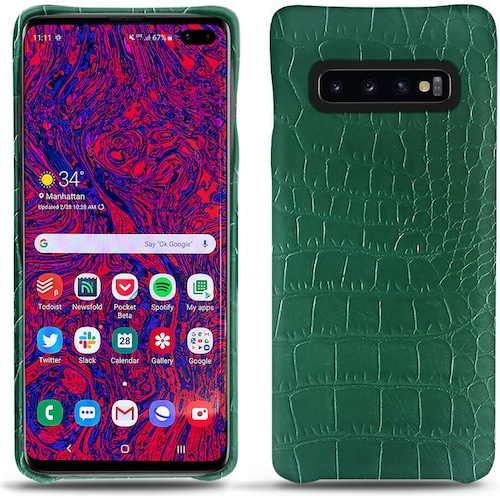 Noreve Lederschutzhülle (Samsung Galaxy S10 5G), Smartphone Hülle, Grün