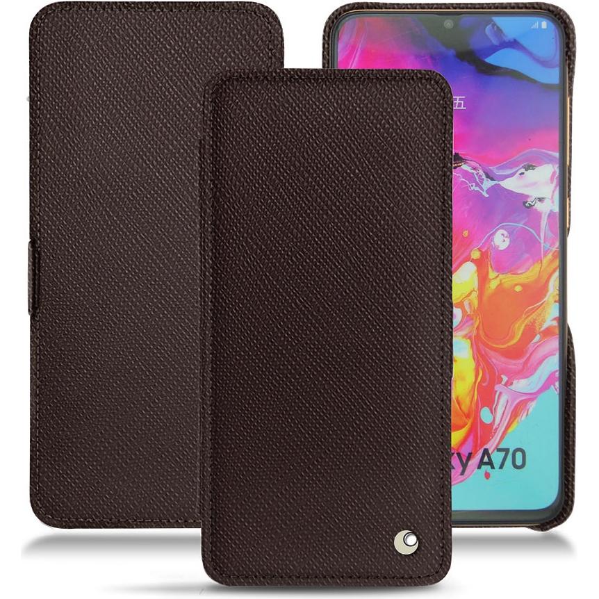 Noreve Lederschutzhülle horizontal (Samsung Galaxy A70), Smartphone Hülle, Braun
