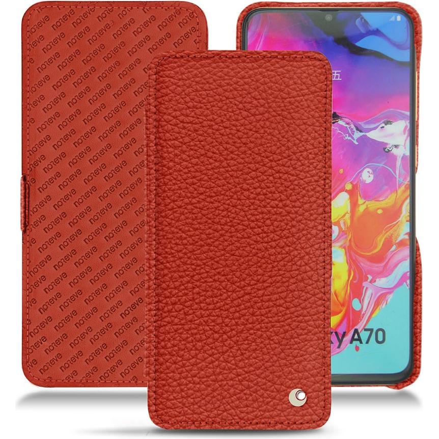 Noreve Lederschutzhülle horizontal (Samsung Galaxy A70), Smartphone Hülle, Orange