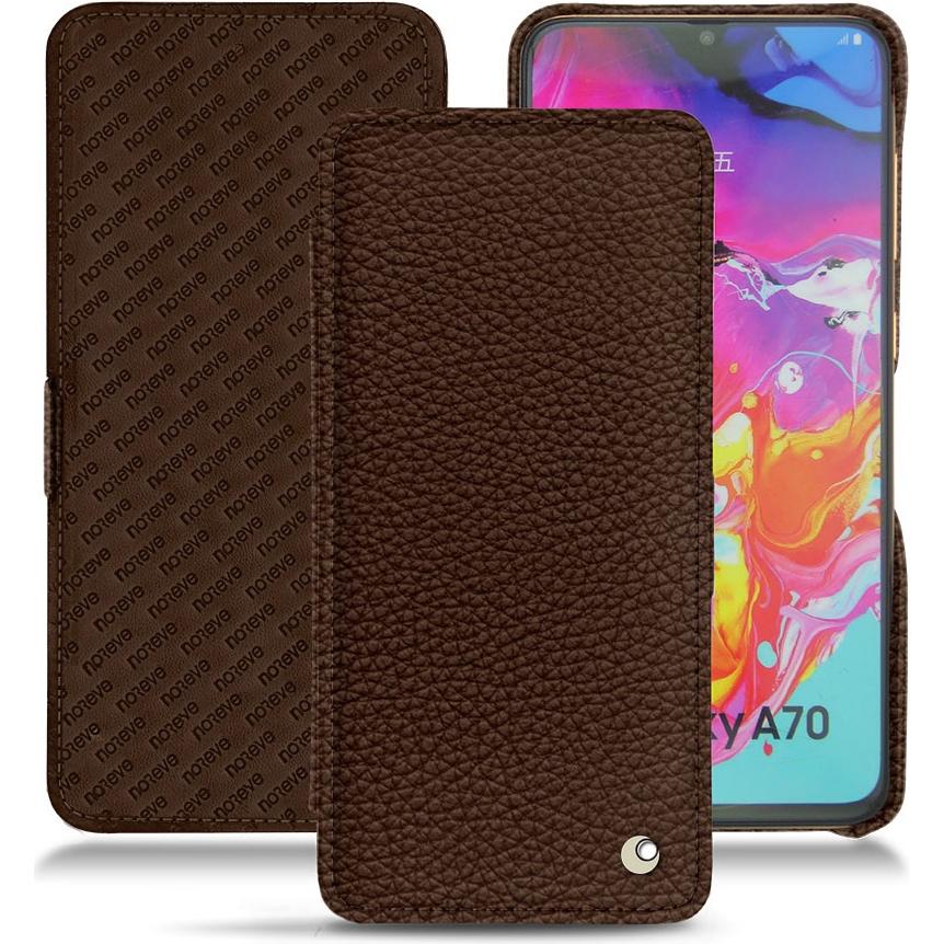 Noreve Lederschutzhülle horizontal (Samsung Galaxy A70), Smartphone Hülle, Braun
