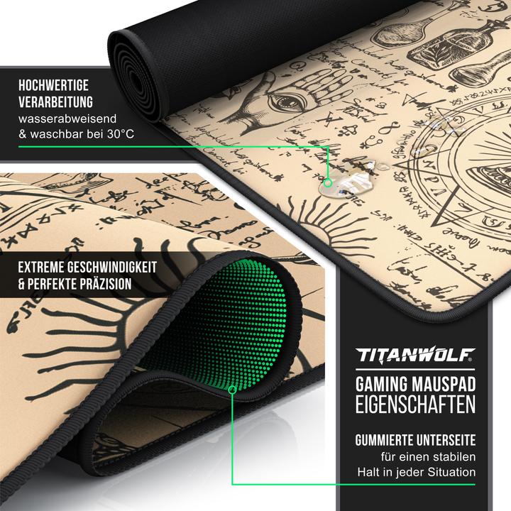 Produktbild Titanwolf Gaming Mauspad, 900 x 400mm XXL Mausmatte, verbessert Präzision & Geschwindigkeit, Alchemy (XXL)