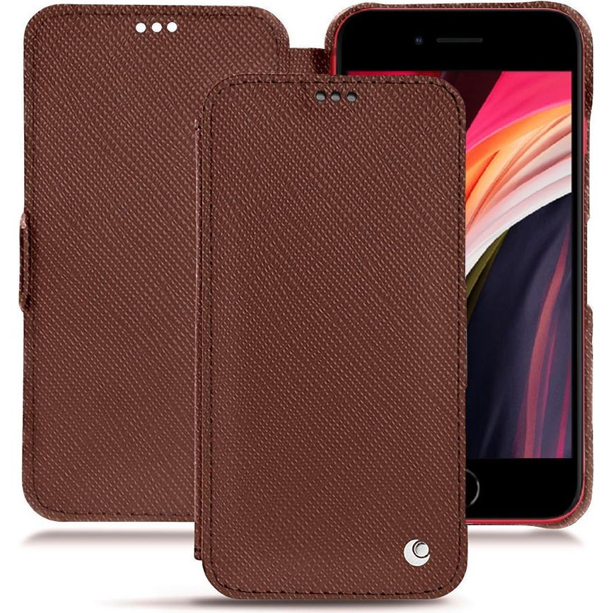 Noreve Lederschutzhülle horizontal (Apple iPhone SE (2nd Gen), Apple iPhone SE (3rd Gen)), Smartphone Hülle, Braun