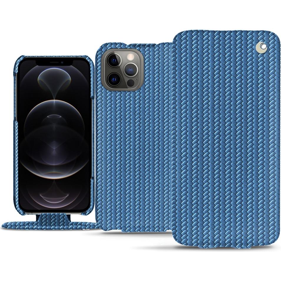Noreve Lederschutzhülle vertikal (Apple iPhone 12 Pro Max), Smartphone Hülle, Blau