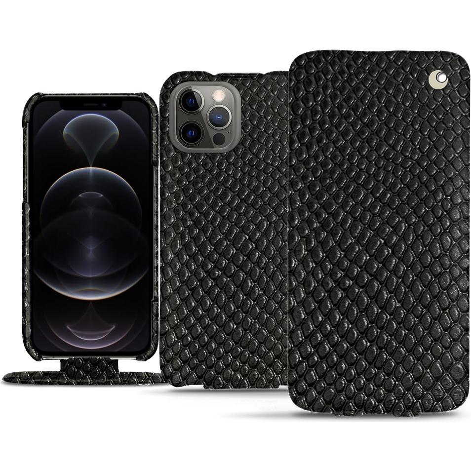 Noreve Lederschutzhülle vertikal (Apple iPhone 12 Pro Max), Smartphone Hülle, Schwarz