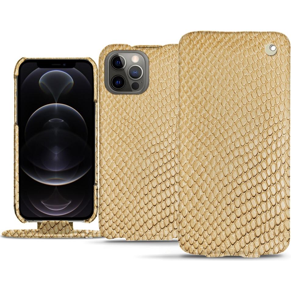 Noreve Lederschutzhülle vertikal (Apple iPhone 12 Pro Max), Smartphone Hülle, Beige