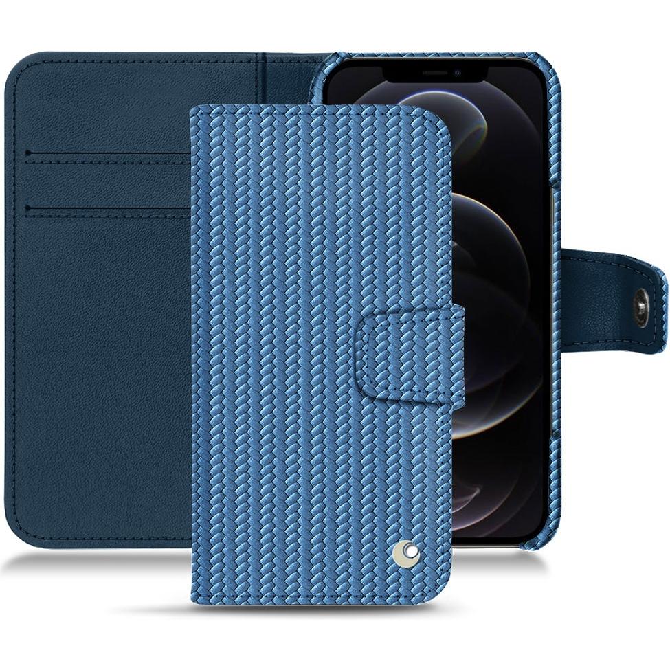 Noreve Lederschutzhülle Wallet (Apple iPhone 12 Pro Max), Smartphone Hülle, Blau
