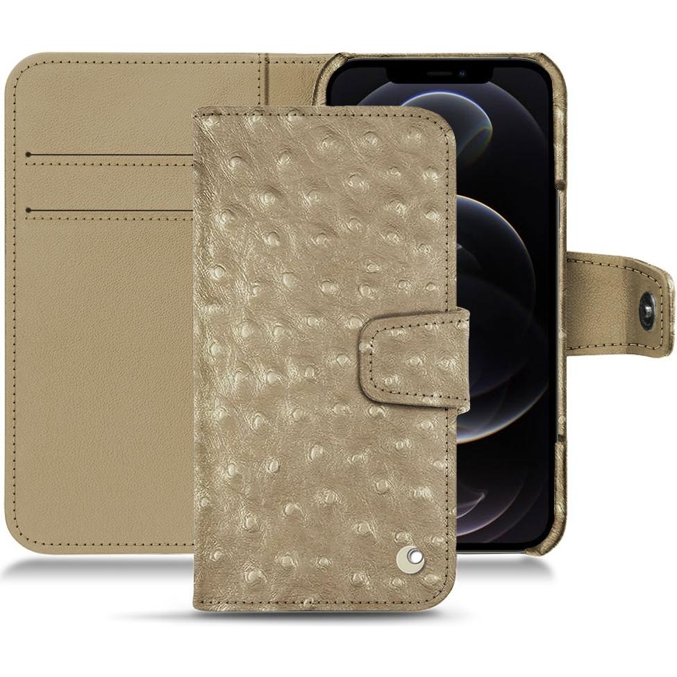 Noreve Lederschutzhülle Wallet (Apple iPhone 12 Pro), Smartphone Hülle, Beige