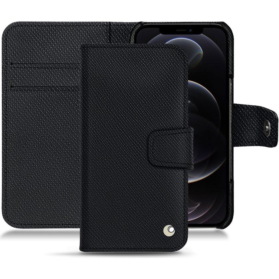 Noreve Lederschutzhülle Wallet (Apple iPhone 12 Pro), Smartphone Hülle, Schwarz