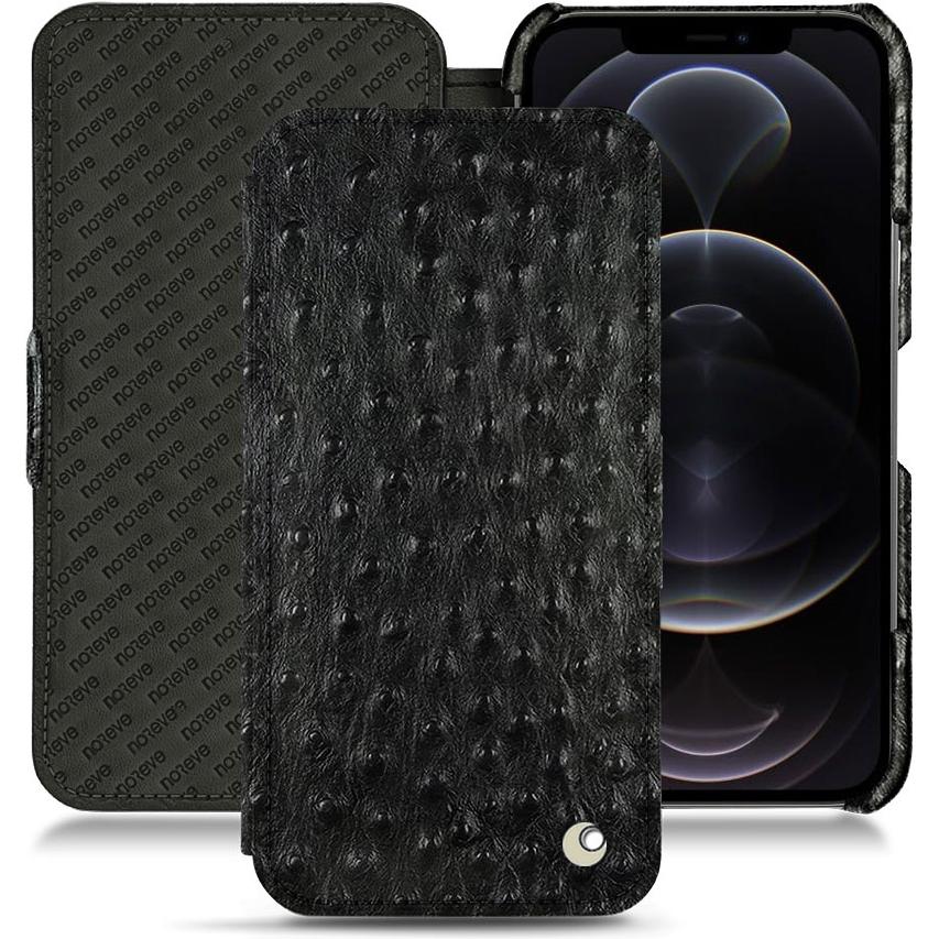Noreve Lederschutzhülle horizontal (Apple iPhone 12 Pro), Smartphone Hülle, Schwarz