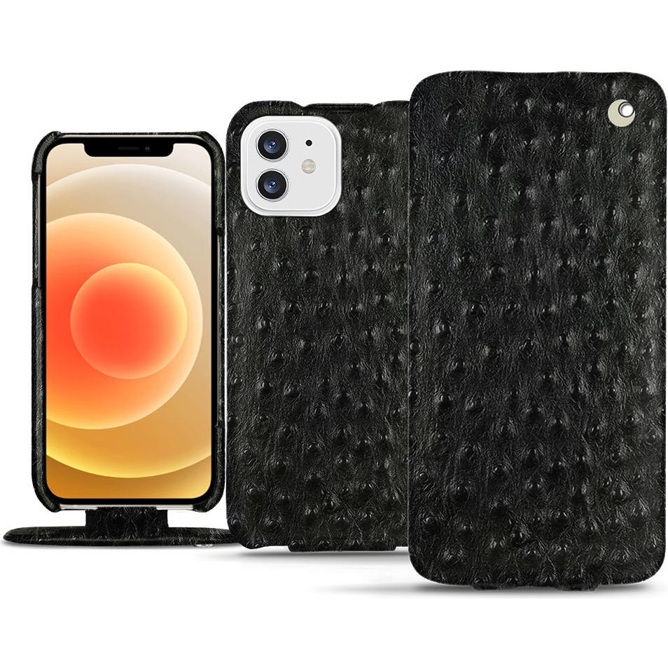 Noreve Lederschutzhülle vertikal (Apple iPhone 12), Smartphone Hülle, Schwarz
