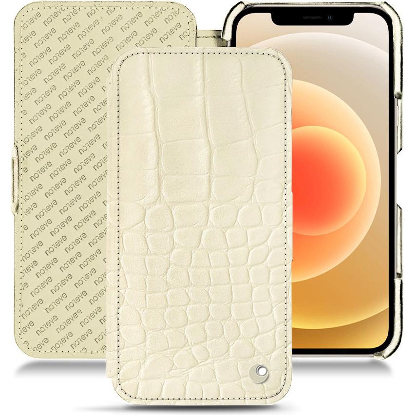 Noreve Lederschutzhülle horizontal (Apple iPhone 12), Smartphone Hülle, Weiss