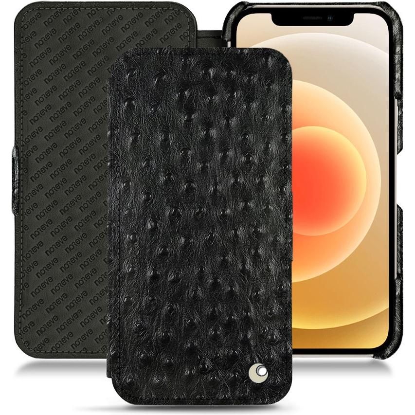 Noreve Lederschutzhülle horizontal (Apple iPhone 12), Smartphone Hülle, Schwarz