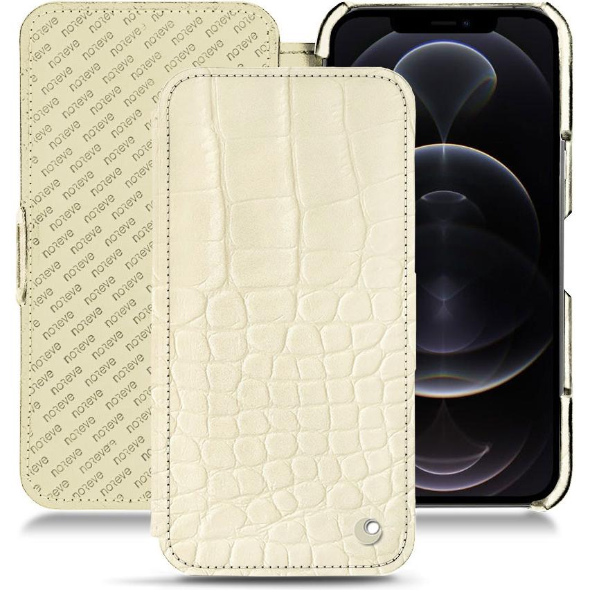 Noreve Lederschutzhülle horizontal (Apple iPhone 12 Pro Max), Smartphone Hülle, Weiss
