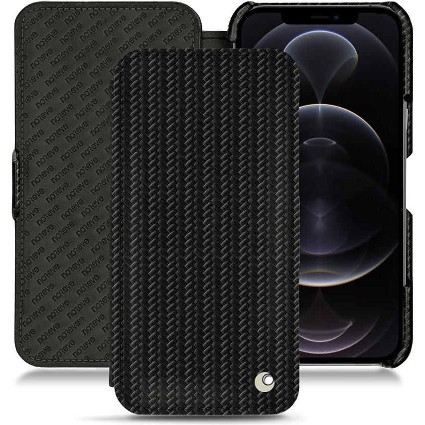 Noreve Lederschutzhülle horizontal (Apple iPhone 12 Pro Max), Smartphone Hülle, Schwarz