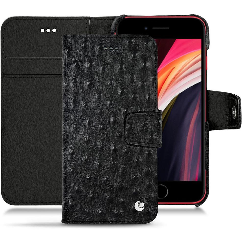 Noreve Lederschutzhülle Wallet (Apple iPhone SE (3rd Gen), Apple iPhone SE (2nd Gen)), Smartphone Hülle, Schwarz