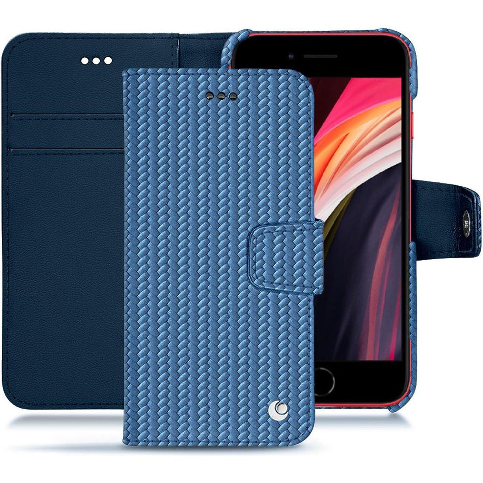 Noreve Lederschutzhülle Wallet (Apple iPhone SE (2nd Gen), Apple iPhone SE (3rd Gen)), Smartphone Hülle, Blau