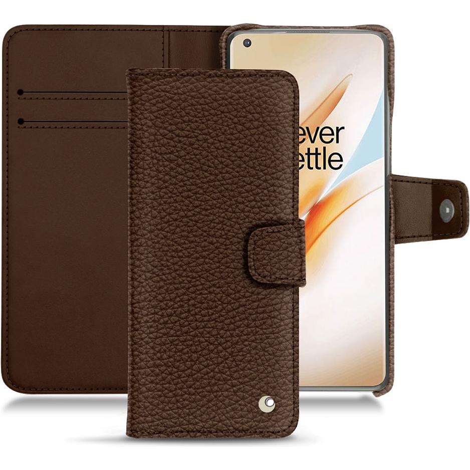 Noreve Lederschutzhülle Wallet (OnePlus 8 Pro), Smartphone Hülle, Braun
