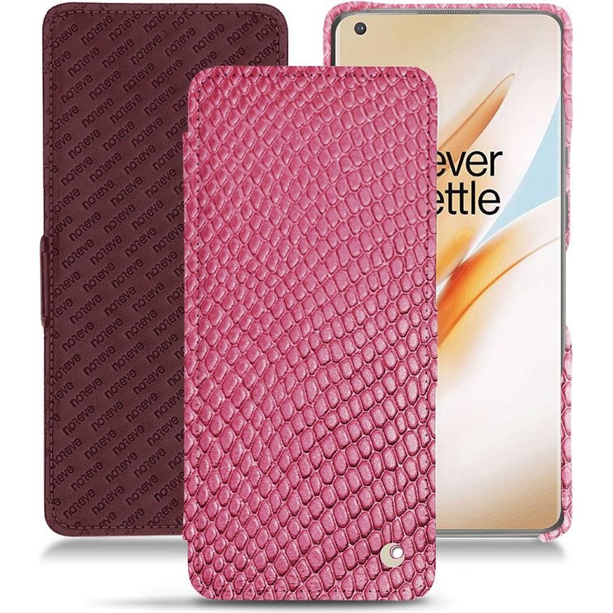 Noreve Lederschutzhülle horizontal (OnePlus 8 Pro), Smartphone Hülle, Rosa