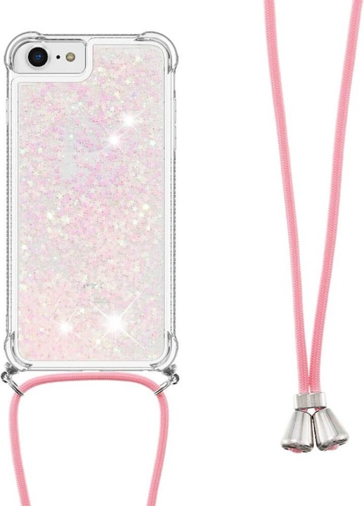 Produktbild Cover-Discount iPhone SE / 8 / 7 - Glitzer Hülle mit Umhängeband rosa (Apple iPhone SE)