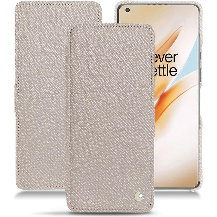 Noreve Lederschutzhülle horizontal (OnePlus 8 Pro), Smartphone Hülle, Beige