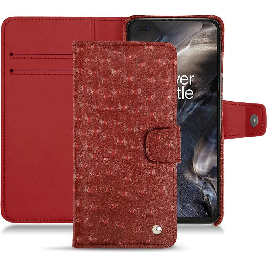 Noreve Lederschutzhülle Wallet (OnePlus Nord), Smartphone Hülle, Rot