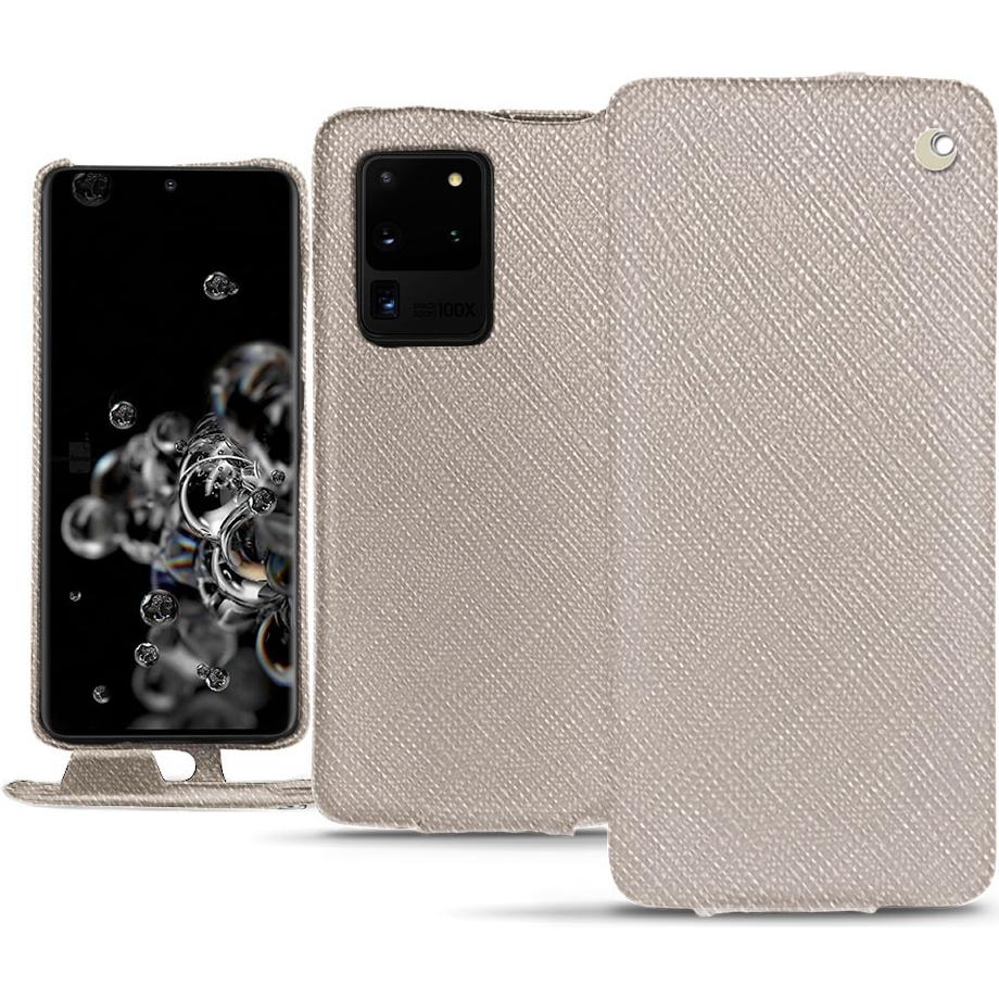 Noreve Lederschutzhülle vertikal (Samsung Galaxy S20 Ultra 5G), Smartphone Hülle, Beige