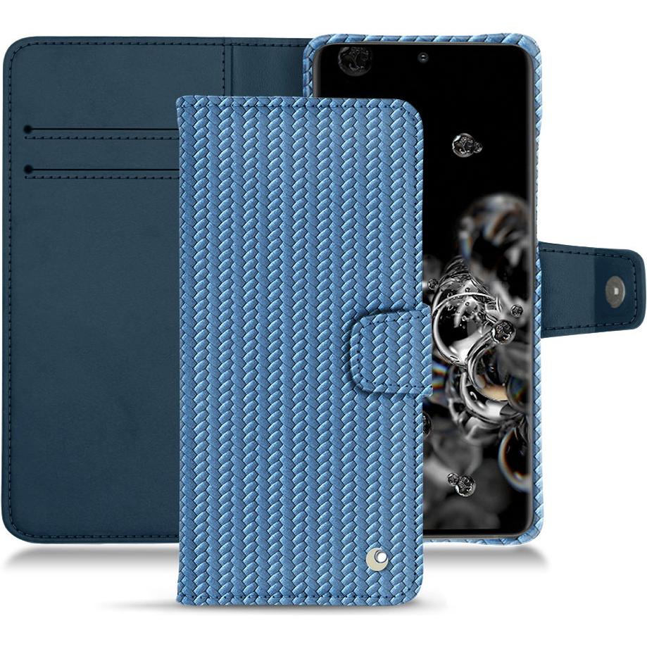 Noreve Lederschutzhülle Wallet (Samsung Galaxy S20 Ultra 5G), Smartphone Hülle, Blau