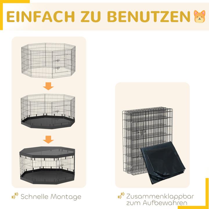 Produktbild PawHut Welpenauslauf Stahl, Polyester Schwarz