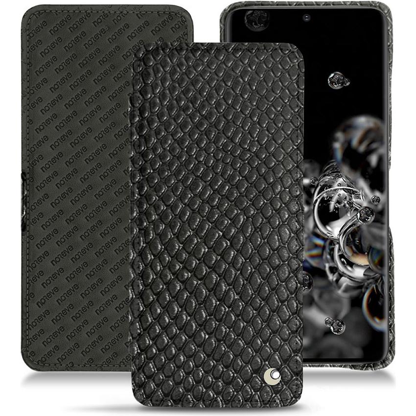 Noreve Lederschutzhülle horizontal (Samsung Galaxy S20 Ultra 5G), Smartphone Hülle, Schwarz