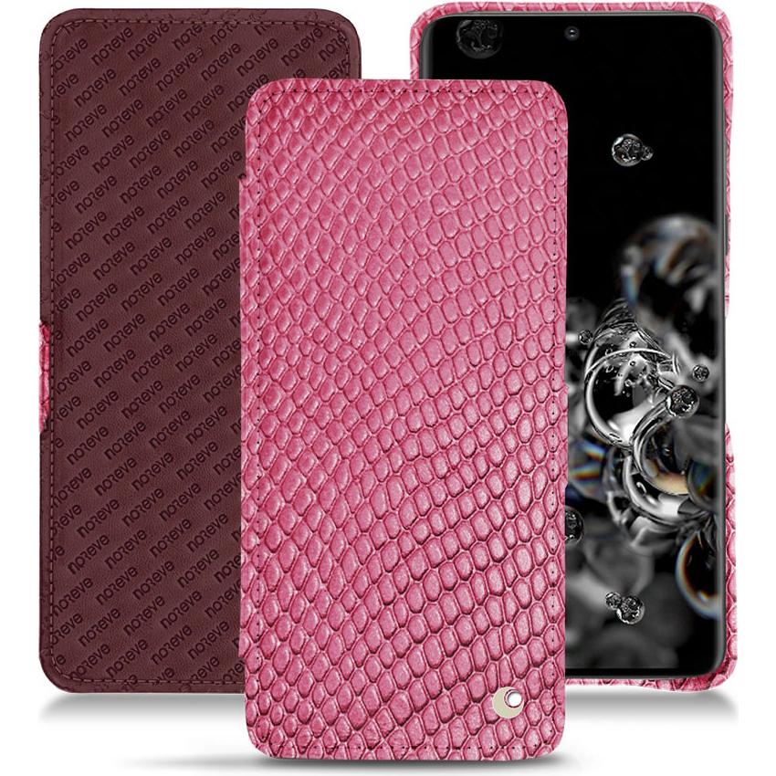 Noreve Lederschutzhülle horizontal (Samsung Galaxy S20 Ultra 5G), Smartphone Hülle, Rosa
