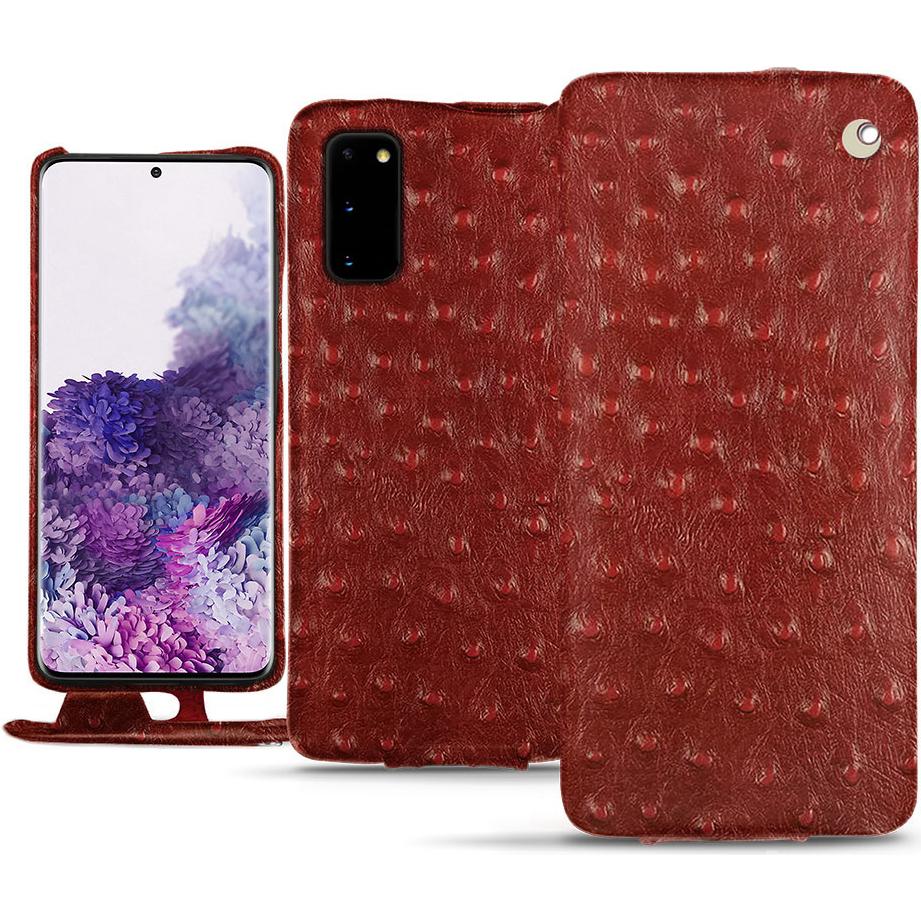 Noreve Lederschutzhülle vertikal (Samsung Galaxy S20), Smartphone Hülle, Rot